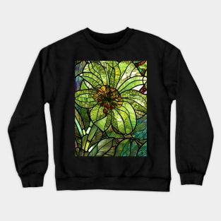 Stained Glass Green Flower Crewneck Sweatshirt